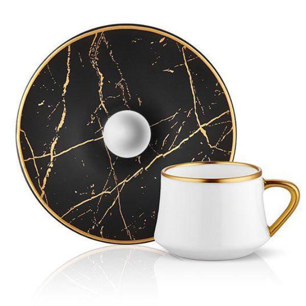 Design Tee- und Kaffeetassen MERMER Schwarz-Gold 220 ml Koleksiyon