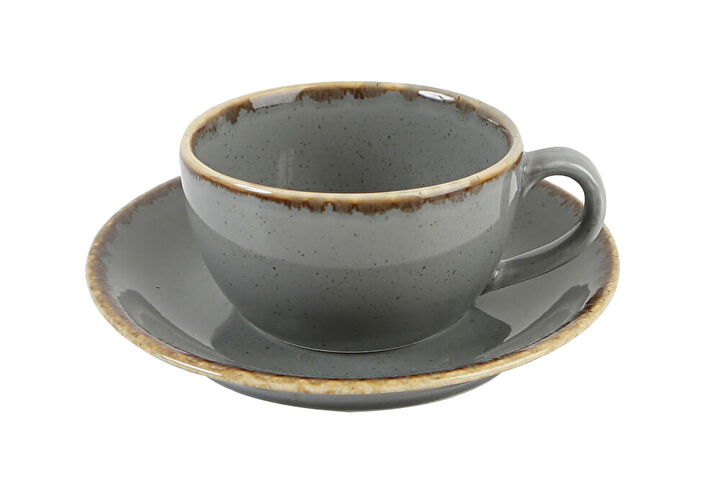 Porland SEASONS Dunkel Grau Tee- / Kaffeetasse mit Untersetzer 200 ml