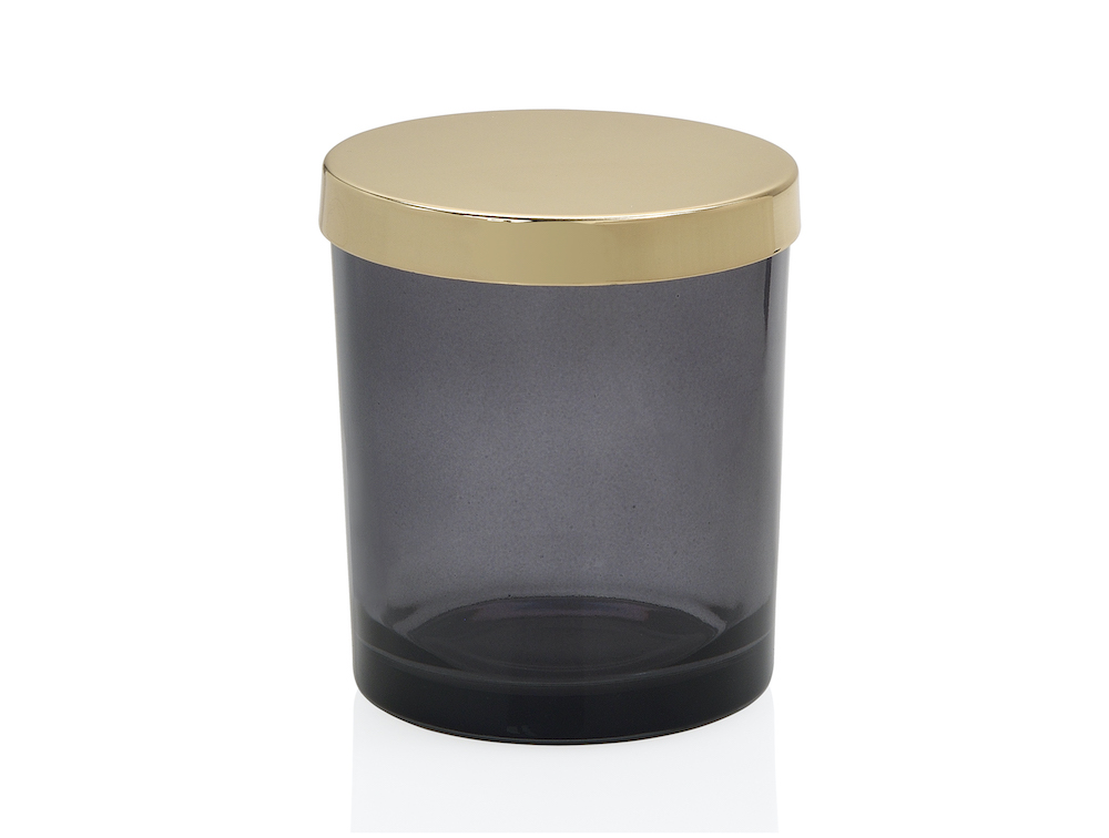 Dekorativer Glasbox Schale mit Gold Metalldeckel 9x10cm