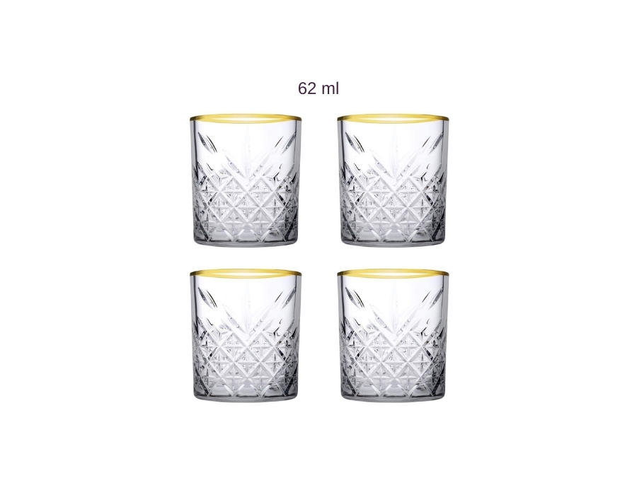 Pasabahce TIMELESS GOLD 52780 Mini-Gläser Espressoglas 62 ml 4er Set