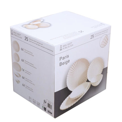 BRICARD PARIS beige Premium Tafelservice 25-teilig 6 Personen Set