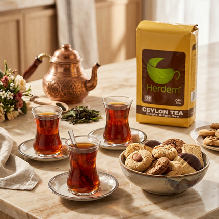 Herdem Ceylon Tee OP1 – Schwarzer Tee lose, 900 g – 100 % reiner Ceylon-Tee mit Earl Grey Aroma, abgepackt in Sri Lanka