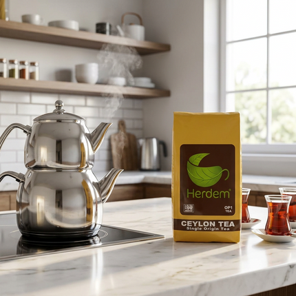 Herdem Ceylon Tee OP1 – Schwarzer Tee lose, 900 g – 100 % reiner Ceylon-Tee mit Earl Grey Aroma, abgepackt in Sri Lanka