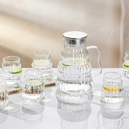 JOY Stylisches Karaffe und Wassergläser Set 7-teilig