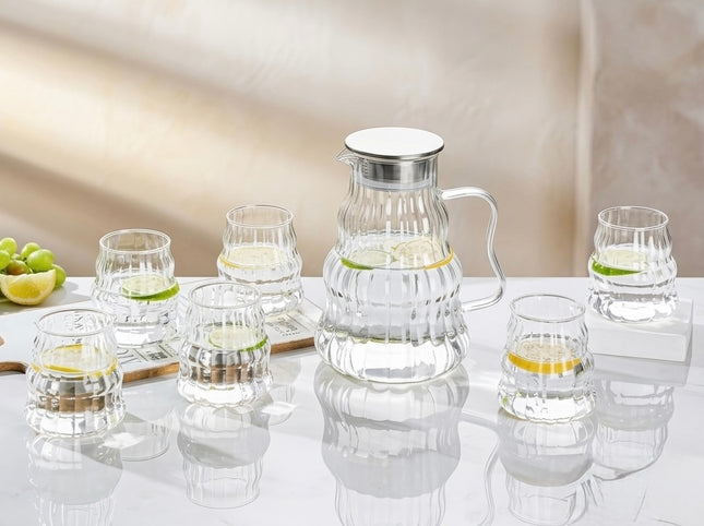 JOY Stylisches Karaffe und Wassergläser Set 7-teilig
