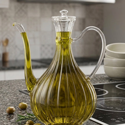 JOY Elegante Ölkanne Olivenöl Gießkanne aus Glas 750 ml