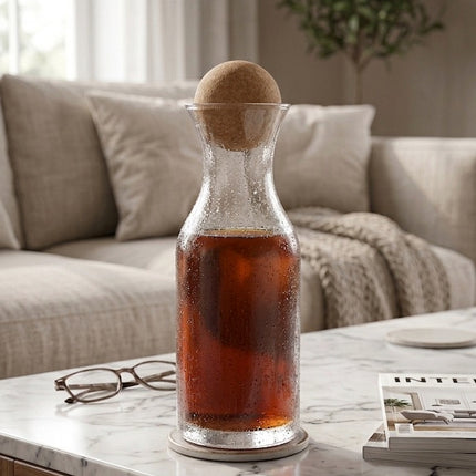 JOY Stylische WasserKaraffe mit Kork Deckel 1,5 Liter
