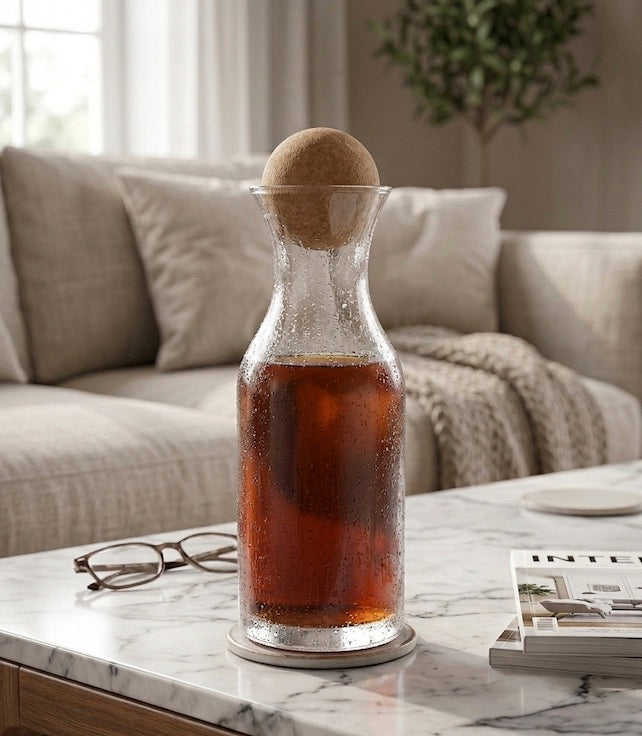 JOY Stylische WasserKaraffe mit Kork Deckel 1,5 Liter
