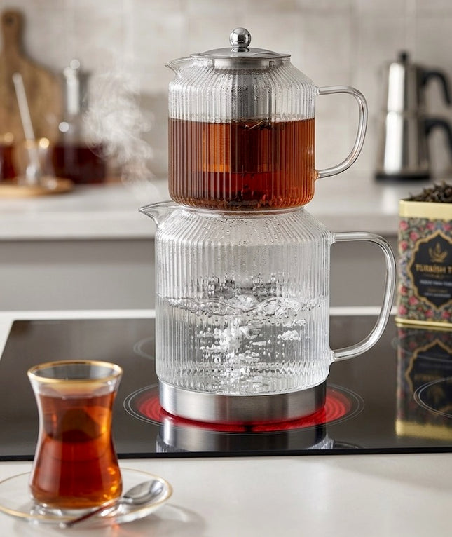 JOY Türkische Teekanne aus GLAS - Hitzebeständig und Induktion