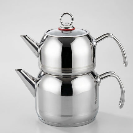 JOY Türkische Teekanne Edelstahl Induktion 1,1 L - 2 L