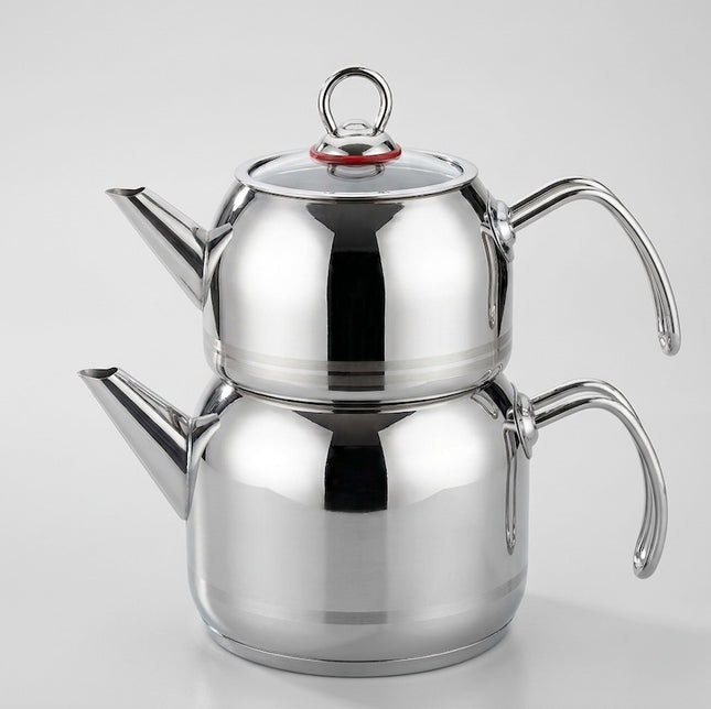 JOY Türkische Teekanne Edelstahl Induktion 1,1 L - 2 L