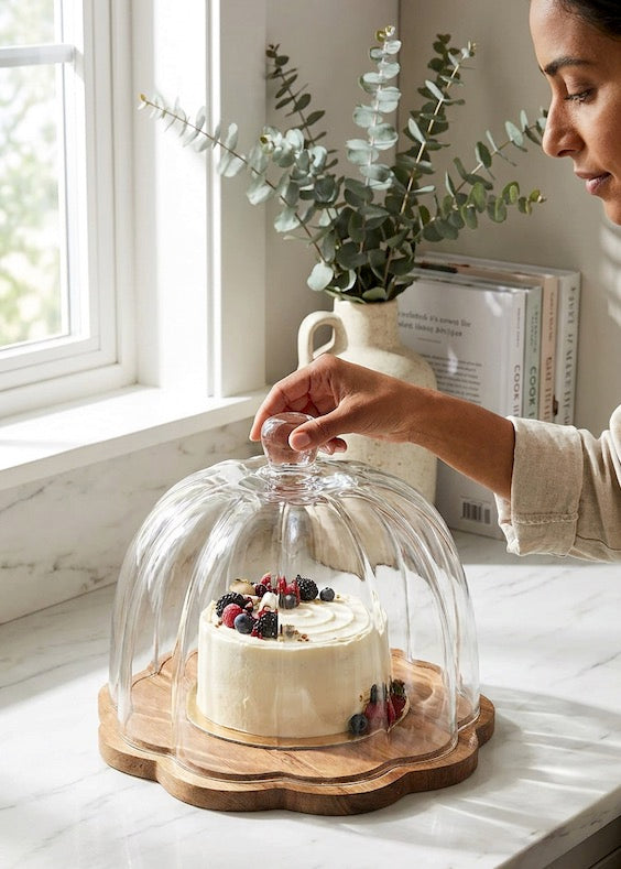 JOY Stylische Kuchenplatte Tortenplatte 28cm mit Deckel