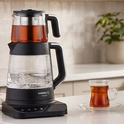Korkmaz Prosense GLAS Teekocher SCHWARZ 1,0L - 1,8L