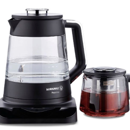 Korkmaz Prosense GLAS Teekocher SCHWARZ 1,0L - 1,8L