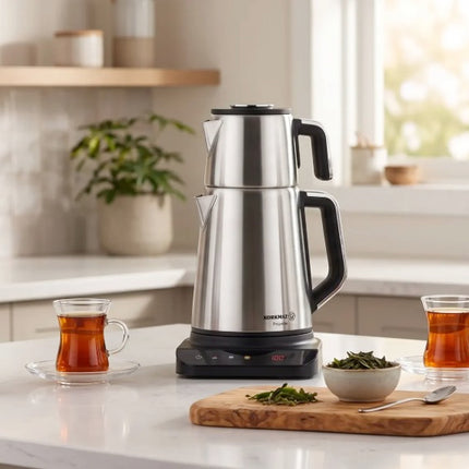 Korkmaz Prosense EDELSTAHL Teekocher SCHWARZ 1,0L - 1,8L