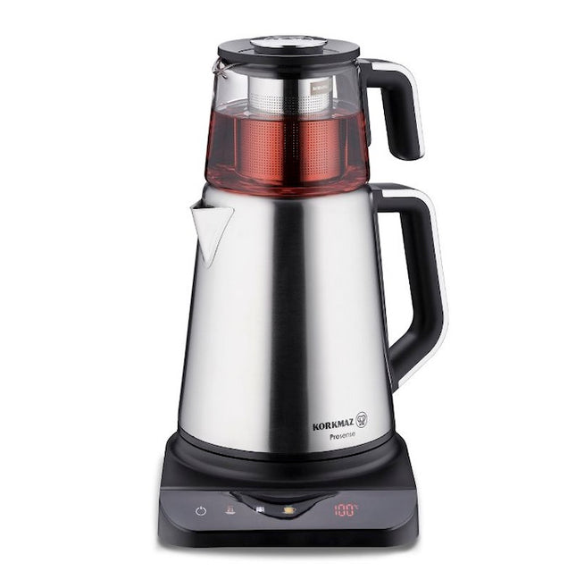 Korkmaz Prosense GLAS & EDELSTAHL Teekocher SCHWARZ 1,0L - 1,8L