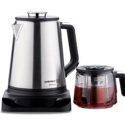Korkmaz Prosense GLAS & EDELSTAHL Teekocher SCHWARZ 1,0L - 1,8L
