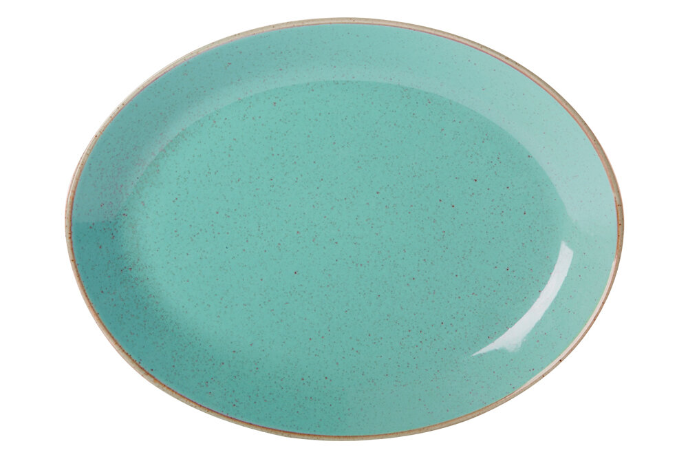 04ALM001557 SEASONS Türkis Oval Teller 14x18 cm