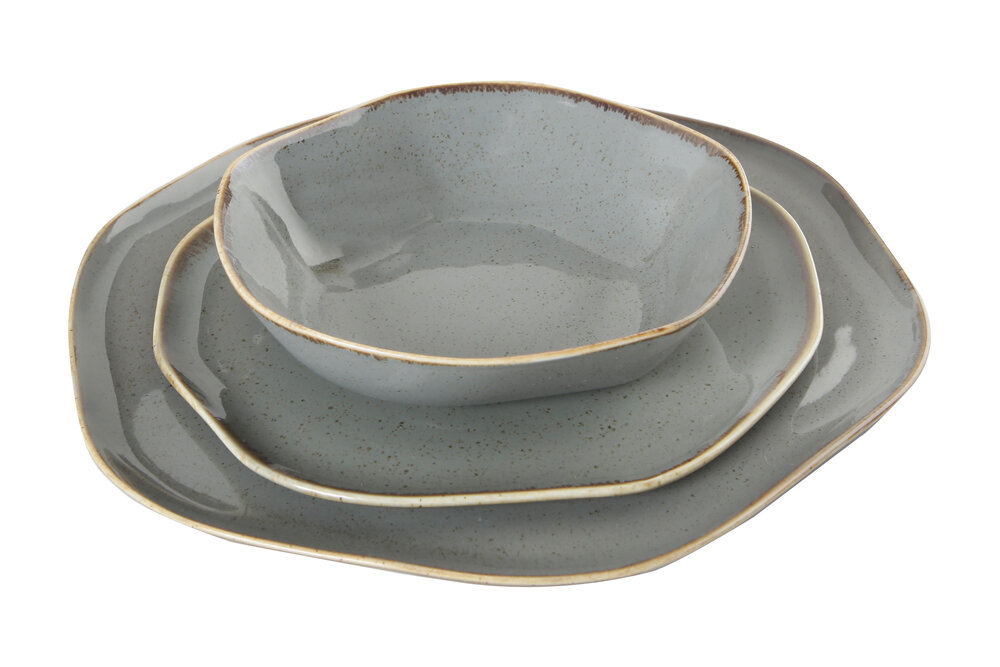04ALM003279 PURE SEASONS Grau Premium Design Geschirrset 3-teilig