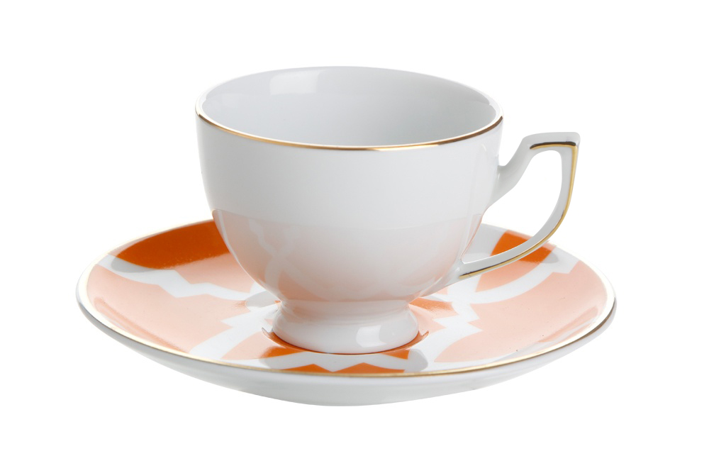 04A-P018902 Tee-/Kaffeetasse mit Untersetzer Orange MOROCCO 170ml von Porland