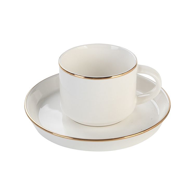 Premium Tee- und Kaffeetassen Set LUNEL Weiß-Gold 12-teilig