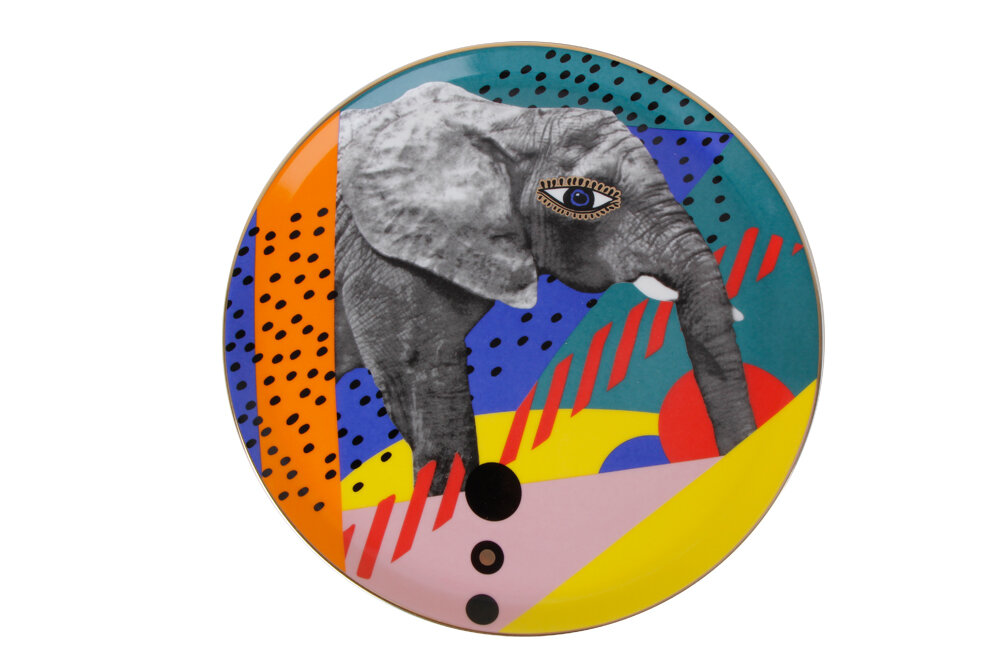 04ALM005140-a WILD LIFE Elefant Design Servierteller 28 cm Porland