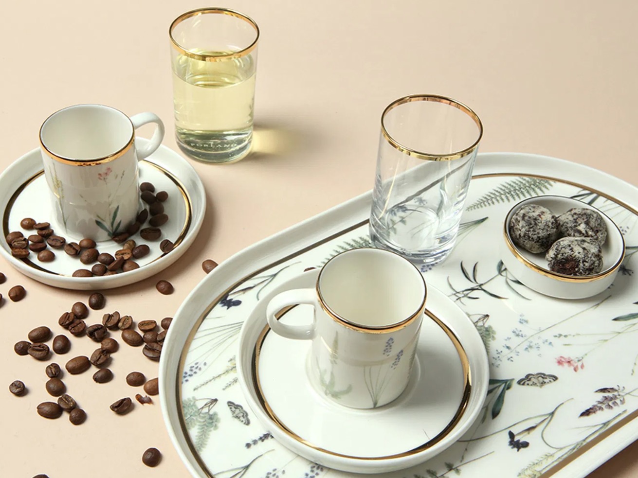 04ALM006725-a Porland BOTANICAL Premium Türkischer Kaffee Geschenk Set 8-teilig