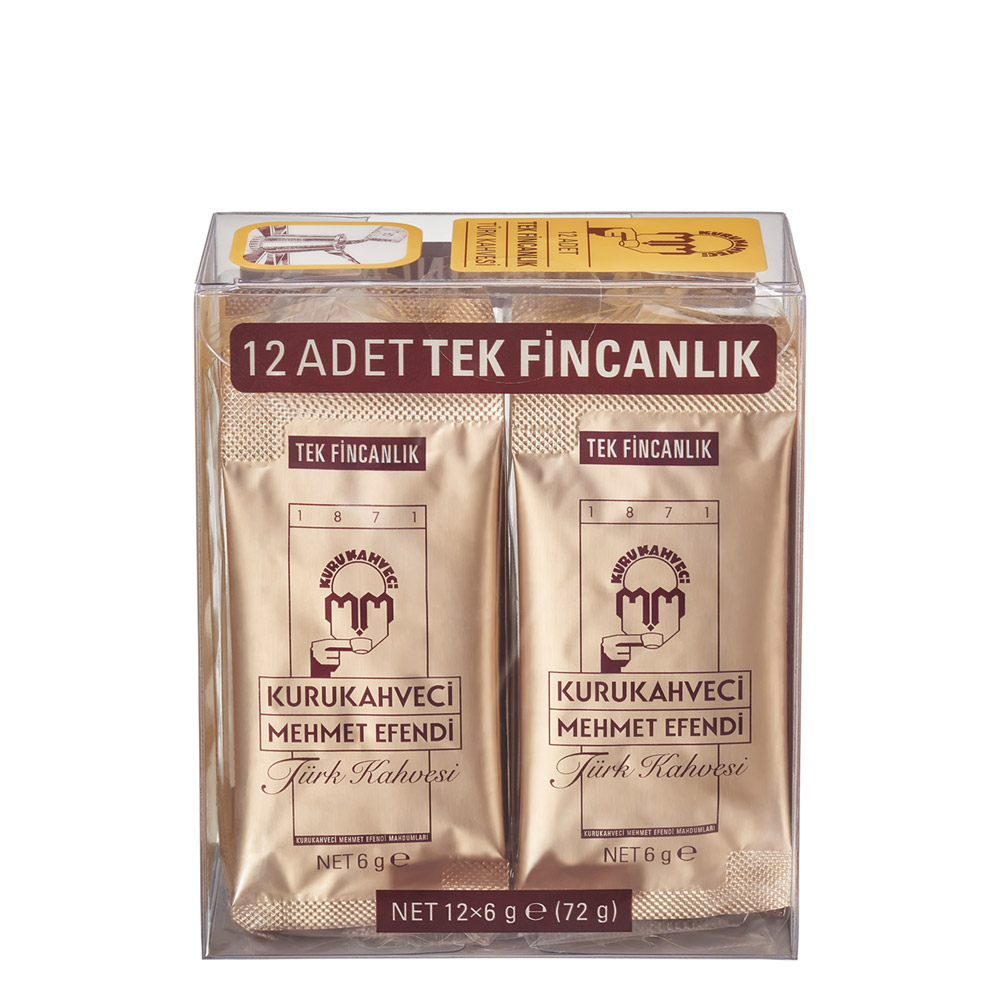 turk-kahvesi-12x6g3 Eine-Portion-Packung 12 Stück 6g (72g) Türkischer Kaffee Kurukahveci Mehmet Efendi