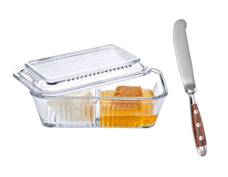 FRIGO-STUDIO-und-Buttermesser-1 CiCi HOME Aktion Pasabahce Butter- und Honigdose mit Streichmesser