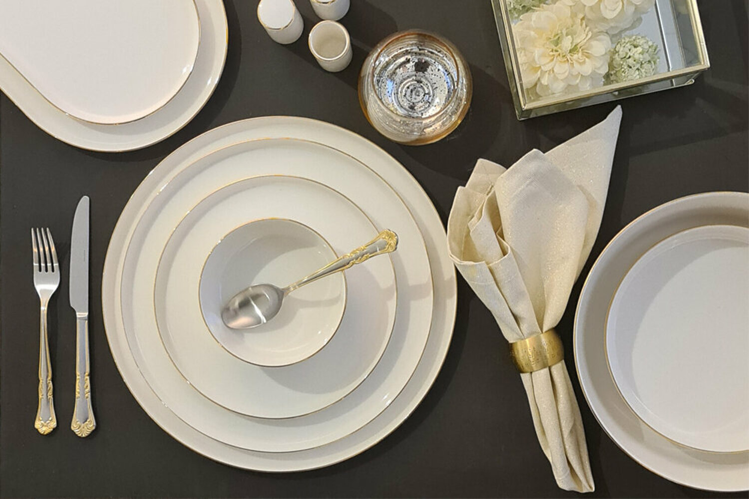 04ALM006349-b Porland Premium Tafelservice CHOPIN Gold 60-teilig 12-Personen Set