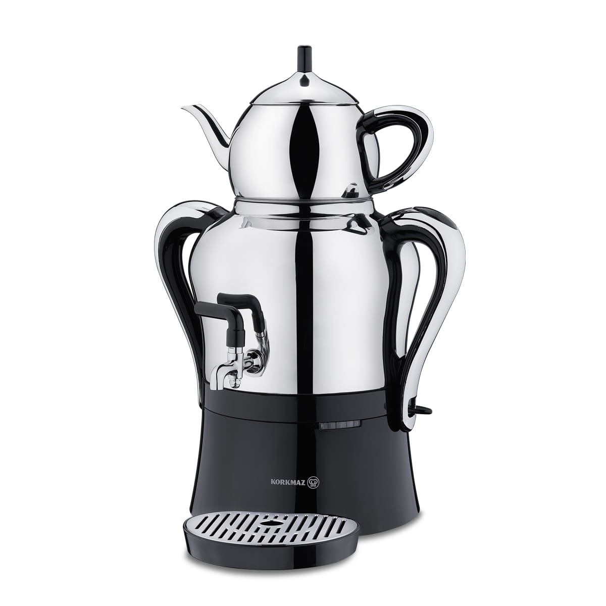 korkmaz-caykolik-semaver-inoxkrom-a842-cay-makineleri-semaver-10758-90-B Korkmaz CAYKOLIK Samowar Teekocher A842 Silber-Schwarz Edelstahl