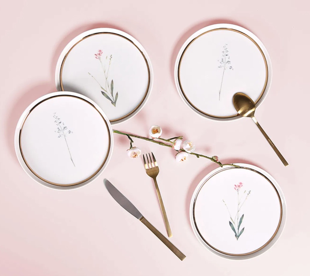 04ALM007233-a Porland BOTANICAL Kuchenteller 18 cm MIX-Set 4-teilig