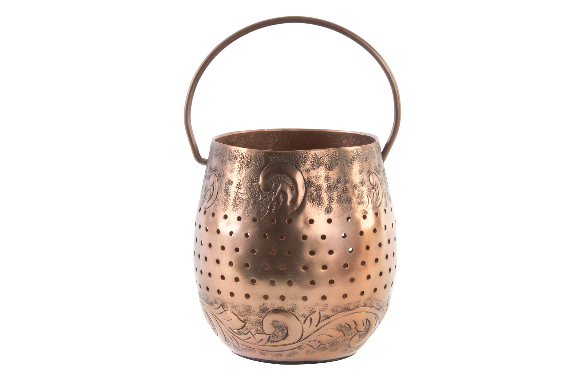 AL-142277 Aluminium Kupferlook Windlicht Kerzenhalter 16x15 cm