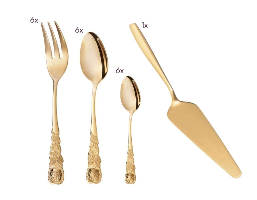 Gra-we-Rosendekor-Kuchengabel-Kaffeelo-ffel-Espressolo-ffel-Tortenheber-SET-1 ROSENDEKOR GOLD SET Kuchengabel Kaffeelöffel Teelöffel Tortenheber 19-teilig