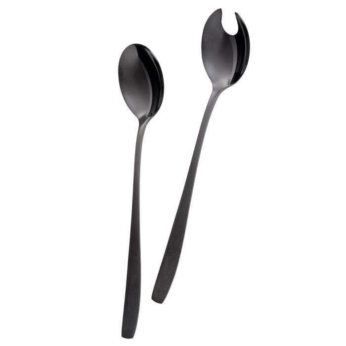 001-80L-C1-SD-a Elegantes Salatbesteck SCHWARZ 2-teilig Edelstahl