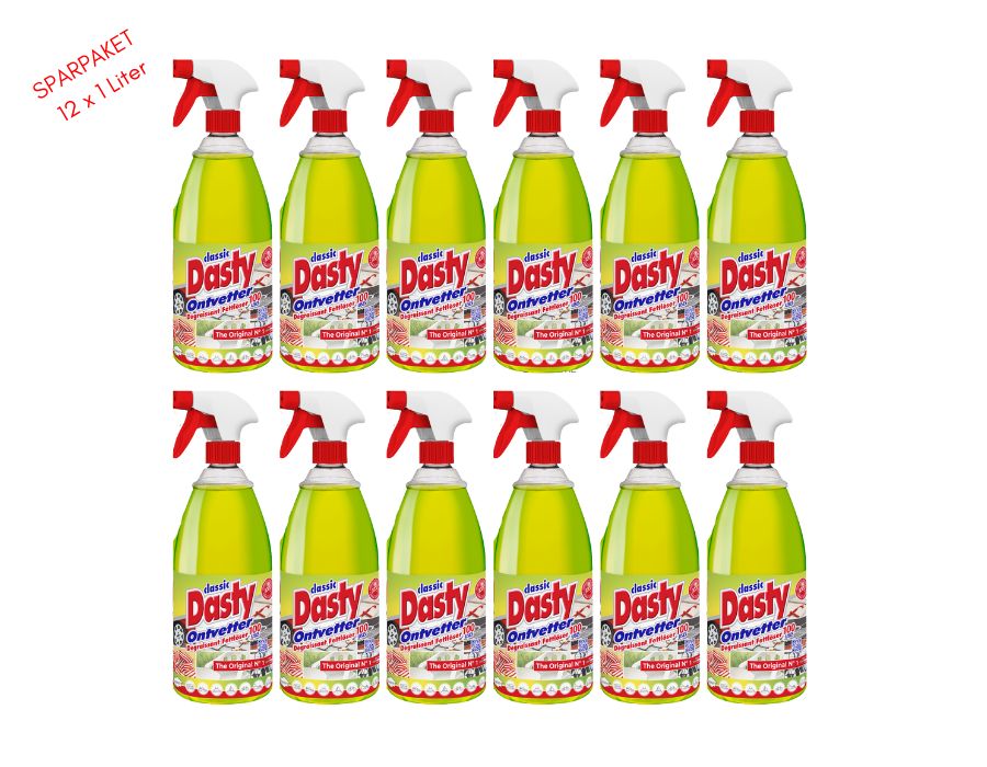 Dasty-Fettlo-ser-12er-Set-2 SPARPAKET DASTY Classic Fettlöser 12 Stück 1 Liter Reinigungsmittel Entfetter