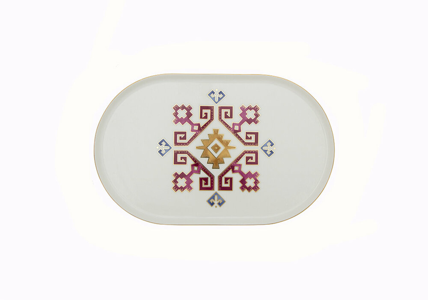 04ALM006013-a ARABESQUE Ovale Servierplatte 28x17x3cm mit Kilim Design