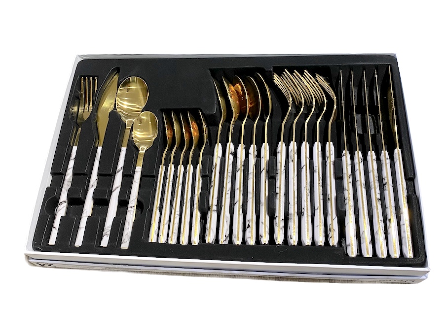 Marmoroptik-weiss-Gold-Besteck-2