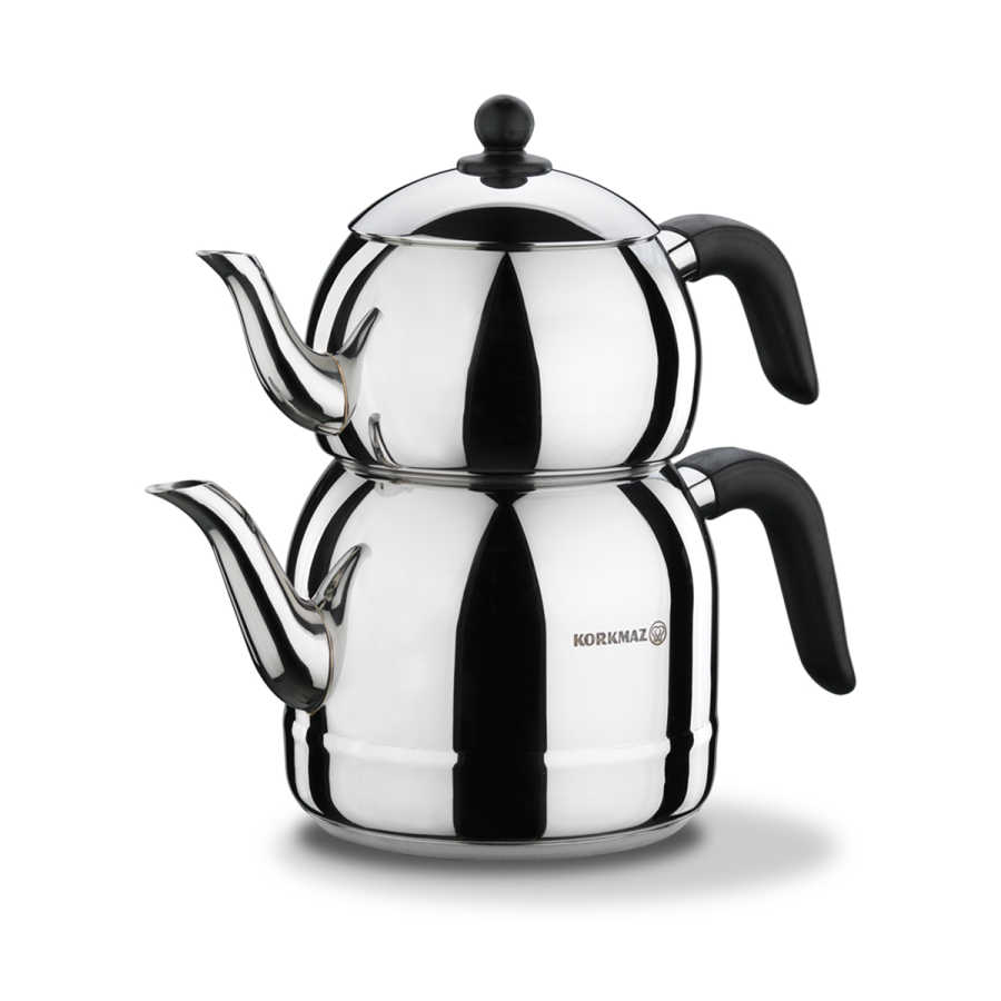 A194 Korkmaz Teekannen Set RETRO A194 Schwarz Induktion 1,1 L - 2,5 L