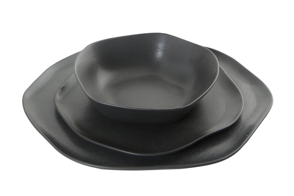 04ALM003281 PURE SEASONS Schwarz Premium Design Geschirrset 3-tlg Porland