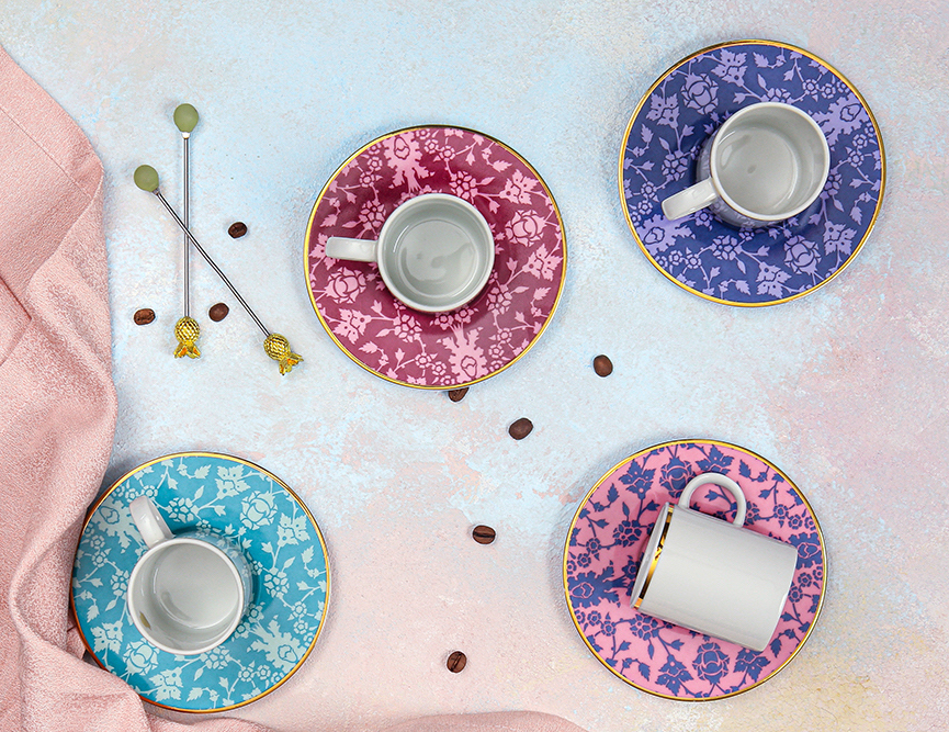0029433 Porland GLAMOROUS Mokkatassen 4 Personen Set