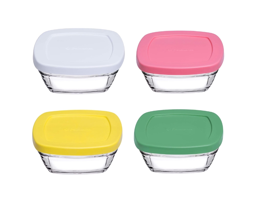 PUDDING-96840-b Pasabahce PUDDING 96840 Glas Schalen mit Deckel 4er Set