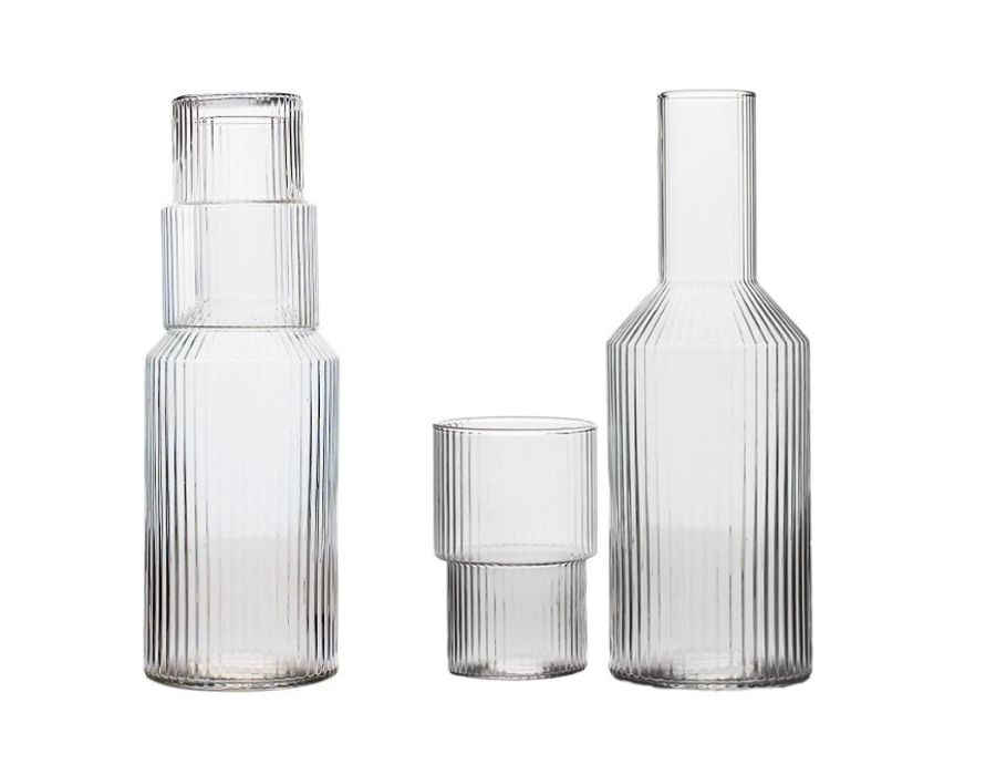Jahan-Bolor-Glaskaraffe-4 Jahan Bolor Stylische Glas Karaffe mit Glas 2-tlg. 900 ml 10x25 cm