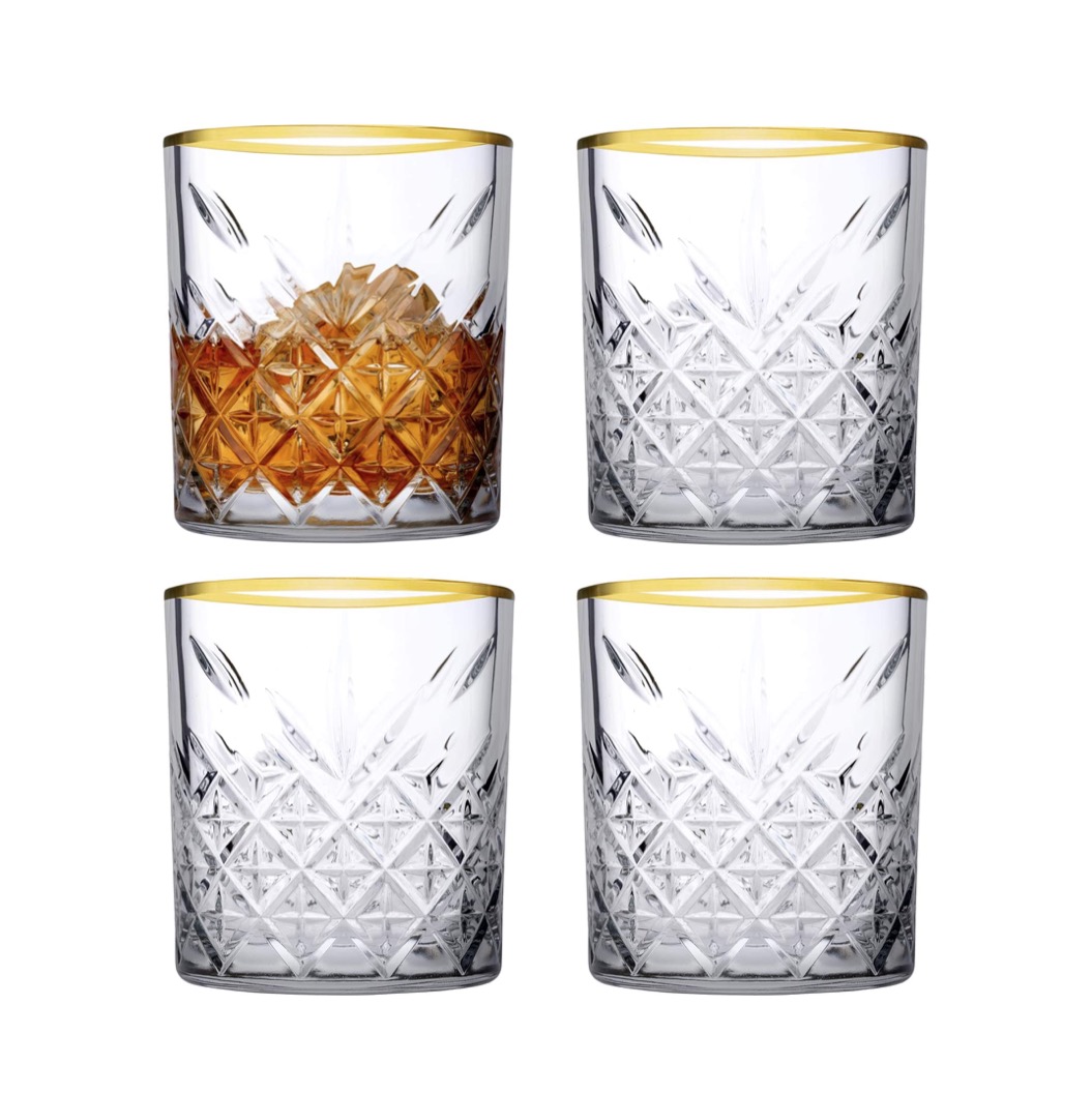 Pasabahce TIMELESS GOLD 52790 Glas Kurz 345 ml 4er Set