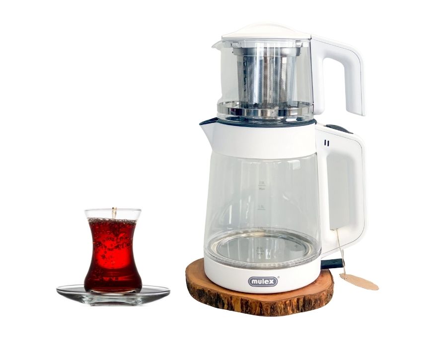 Mulex-Glas-Teekocher-290104W-3 MULEX Teekocher und Wasserkocher Komplett Glas WEIß 1L - 2L