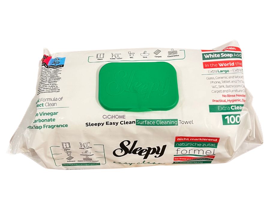 Sleepy-WeisseSeife-1 SLEEPY Easy Clean Reinigungstücher Feuchttücher mit Weisser Seifenzusatz 1-Pack 100 Blatt