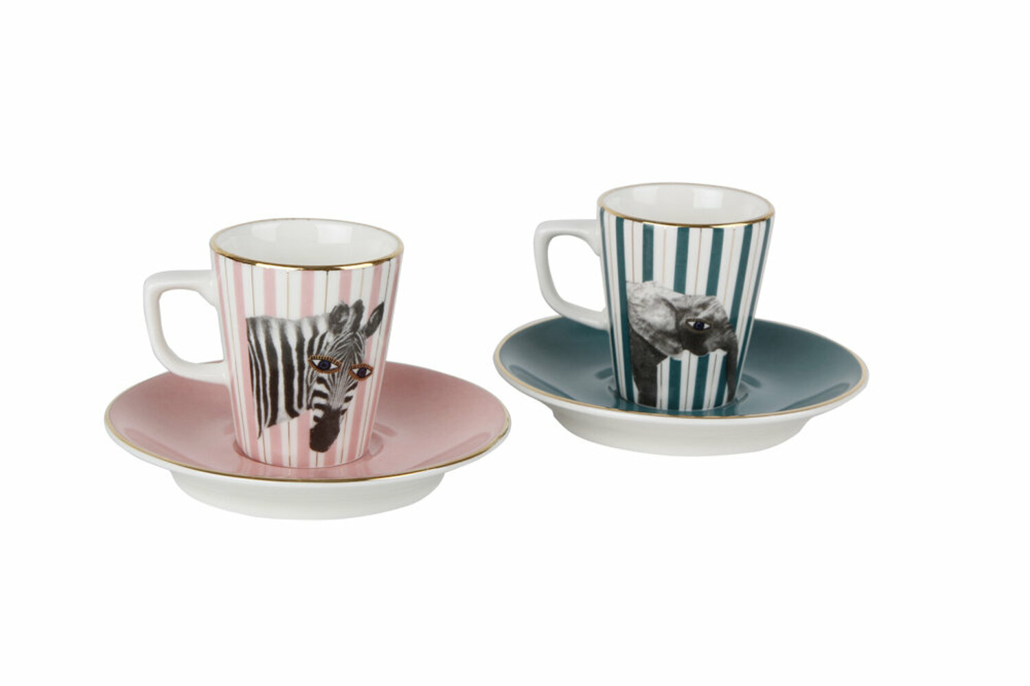 04ALM005318-b WILD LIFE Zebra-Elefant Design Kaffeetasen 4-teilig Porland