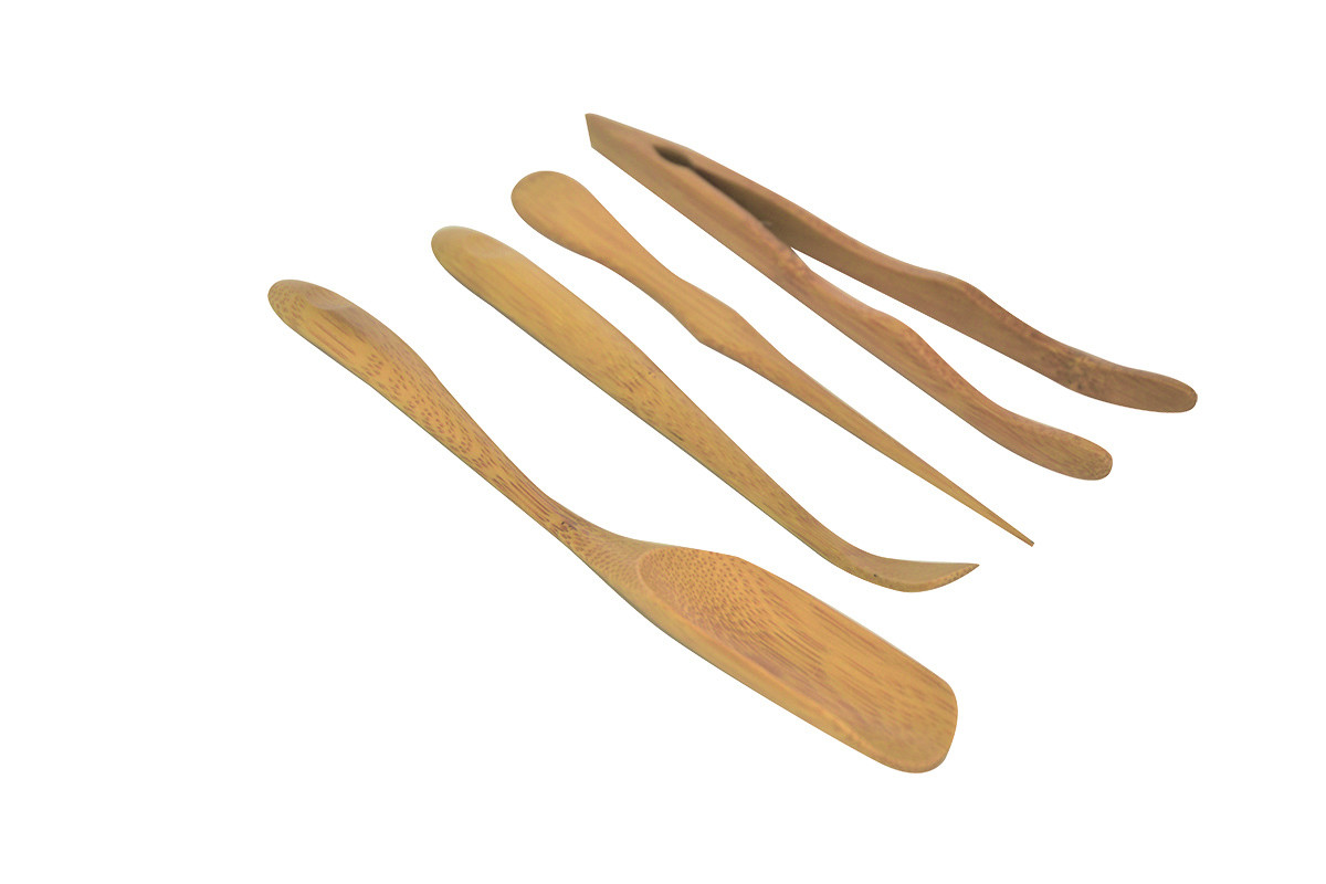 bmb101-2 TEASY Bambusholz Tee Servier Zubehör 4er Set