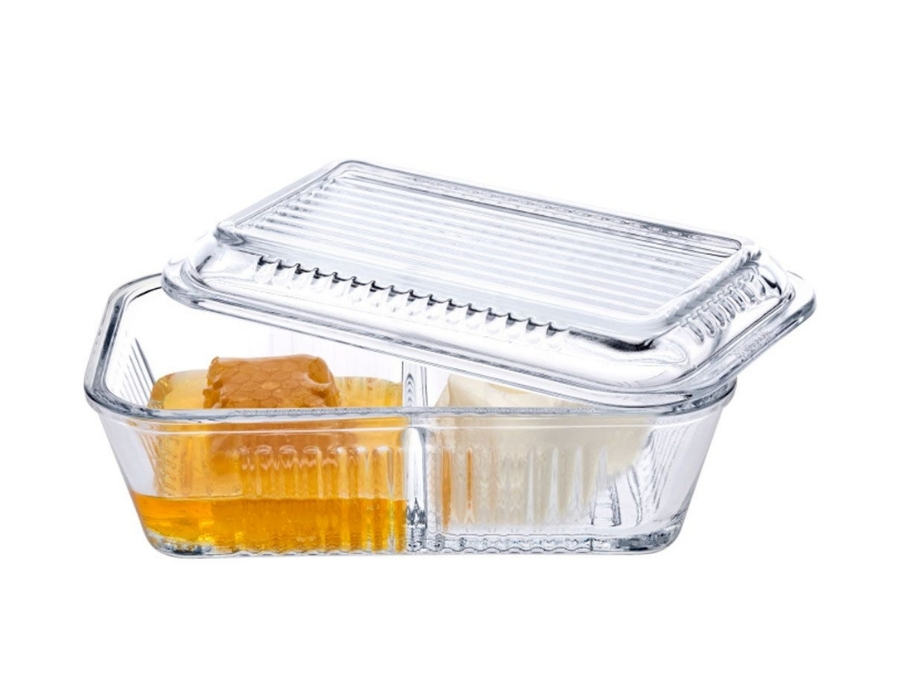 FRIGO-STUDIO-96764-h Pasabahce FRIGO STUDIO 96764 Geteilte Butter- und Honigdose mit Deckel