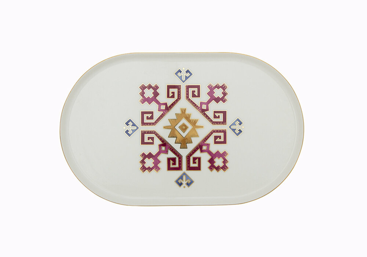 04ALM006015-a ARABESQUE Ovale Servierplatte 32x20x2cm mit Kilim Design